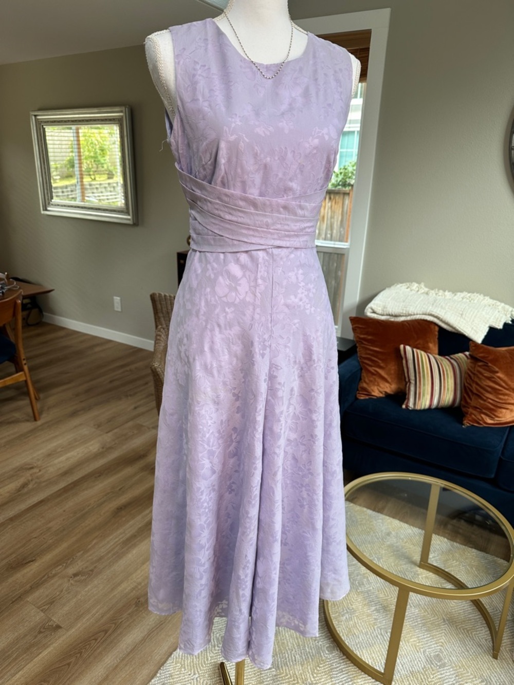 Coldwater Creek Sleeveless Lavender Floral A-Line tea midi Dress - Picture 2 of 8